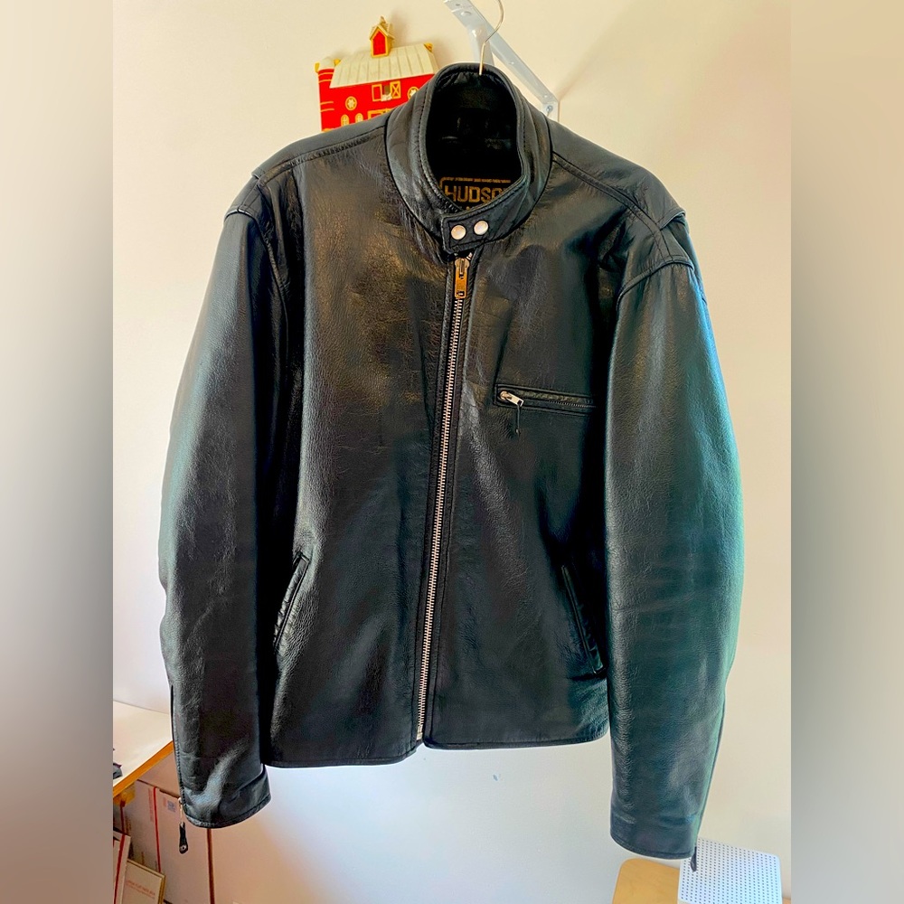 Black biker style jacket Hudson Leather